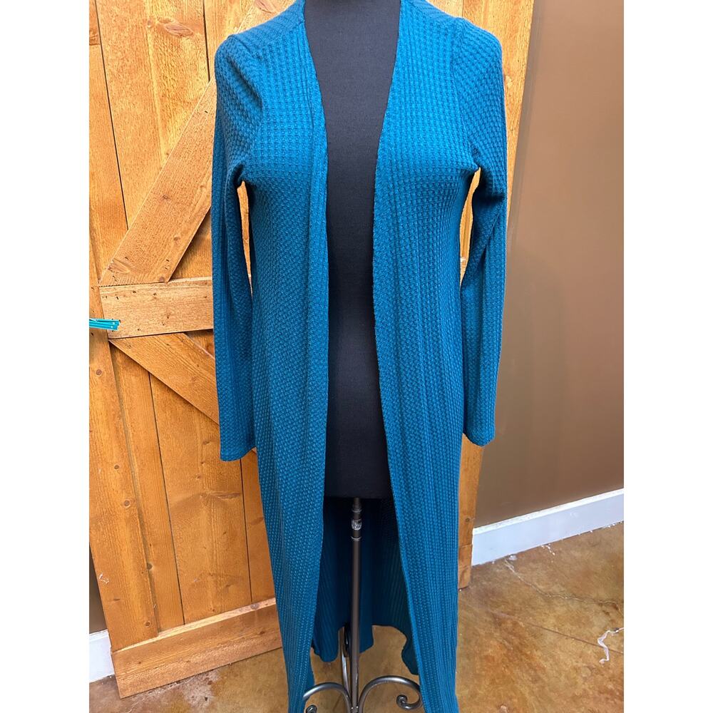 Windsor Long Cardigan Sweater Sweater Turquoise Waffle Knit